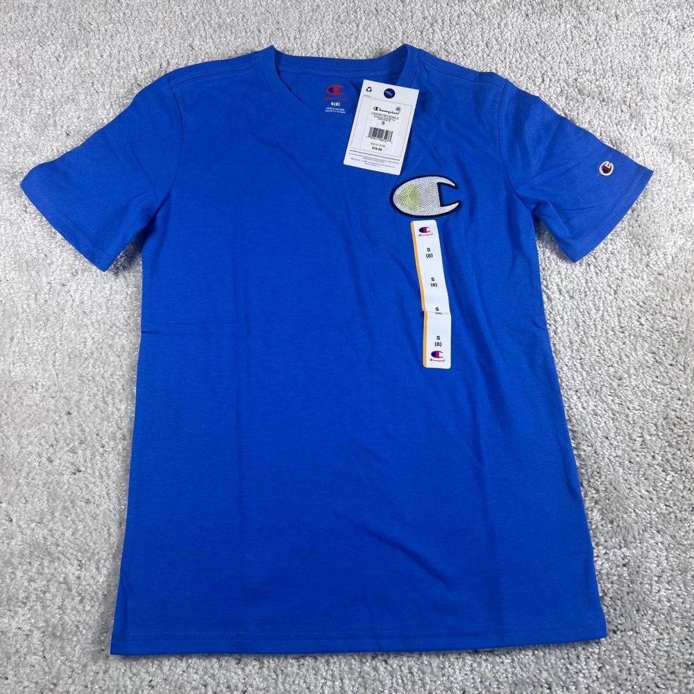 Champion Boys Signature Graphic Tee Nebulas Blue C926SK7003-BQV0-S Size S 8 NWT